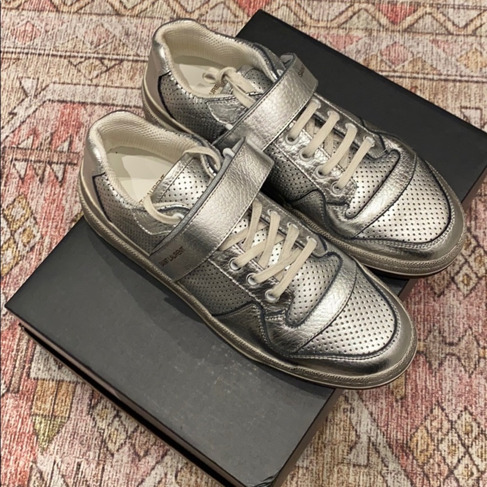 Saint Laurent SL24 Lame Leather Sneaker